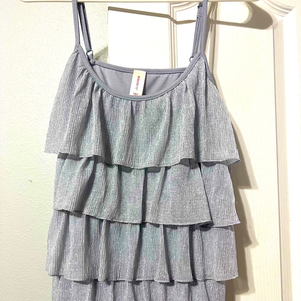 Grey Shimmer Sleeveless Layered Faded Glory Junior Top